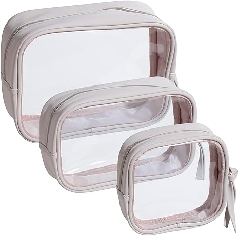 Leather Washable Travel Essentials Makeup Bag 3 Pack