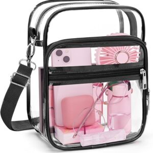 Blvornl Clear Crossbody Bag with Adjustable Shoulder Strap, Stadium Approved PVC Purse Bag, Messenger Bag