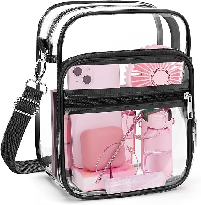 Blvornl Clear Crossbody Bag with Adjustable Shoulder Strap, Stadium Approved PVC Purse Bag, Messenger Bag