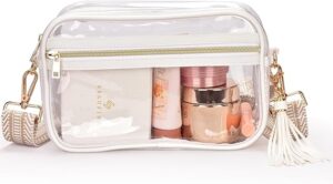 Clear Crossbody Bag Stadium Approved Clear Purse – Transparent Messenger Bag with Front Pocket