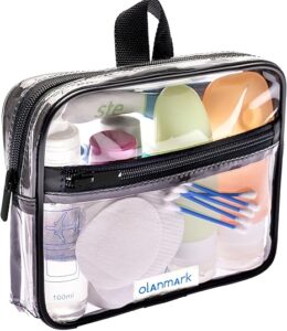 TSA Approved Toiletry Bag 3-1-1 Clear Travel Cosmetic Bag with Handle – Quart Size Bag with Zipper – Carry-on Luggage Clear Toiletry Bag for Liquids – Airport Airline TSA Compliant Bag for Man Women