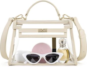 Telena Clear Bag for Stadium Events PVC Transparent Crossbody Purse for Women with Adjustable Strap for Concerts Game Day