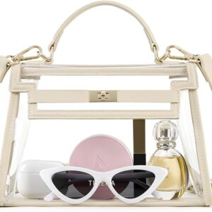 Telena Clear Bag for Stadium Events PVC Transparent Crossbody Purse for Women with Adjustable Strap for Concerts Game Day