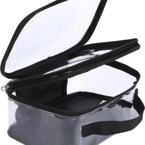 BORMELUN Large Clear travel bags for toiletries pouches carry on reusable,purse see-through plastic pvc TSA airport approved with handle (Black)